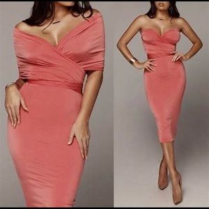 Jlux label multi wrap dress in coral